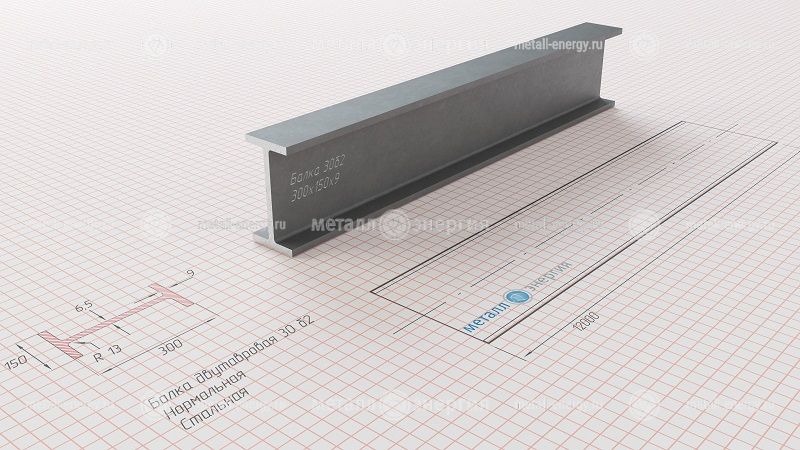 Балка двутавровая (двутавр) 30 Б2 изображение чертёж
