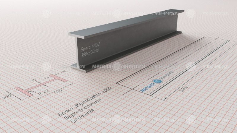 Балка двутавровая (двутавр) 40 Ш2 изображение чертёж
