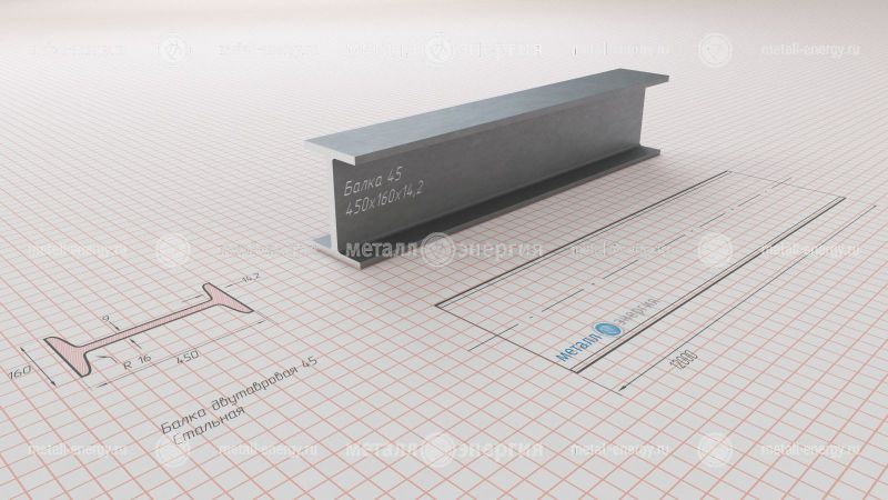 Балка двутавровая (двутавр) 45 изображение чертёж