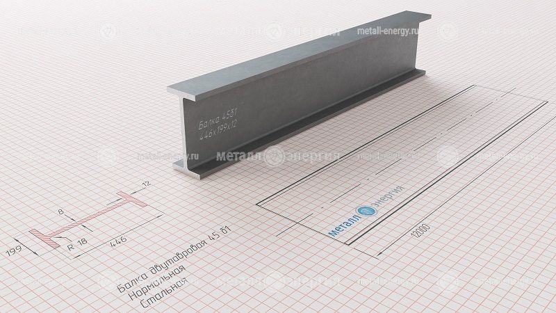 Балка двутавровая (двутавр) 45 Б1 изображение чертёж