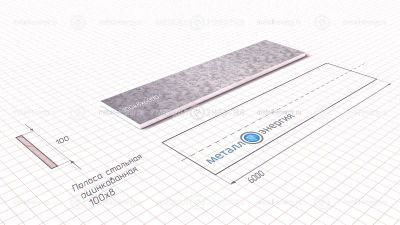 Полоса оцинкованная 100х8 изображение и чертёж