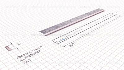 Полоса оцинкованная 30х8 изображение и чертёж