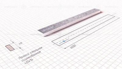 Полоса оцинкованная 40х14 изображение и чертёж