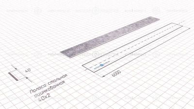 Полоса оцинкованная 40х2 изображение и чертёж