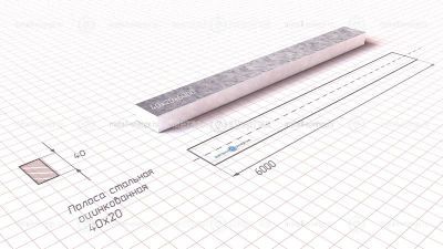 Полоса оцинкованная 40х20 изображение и чертёж