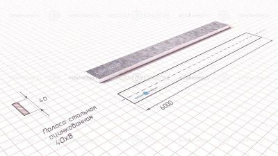 Полоса оцинкованная 40х8 изображение и чертёж