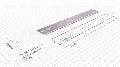 Полоса оцинкованная 50х4 изображение и чертёж