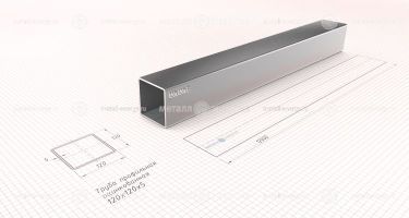 Труба профильная оцинкованная 120х120х5 изображение и чертёж