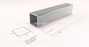 Труба профильная оцинкованная 200х200х10 изображение и чертёж